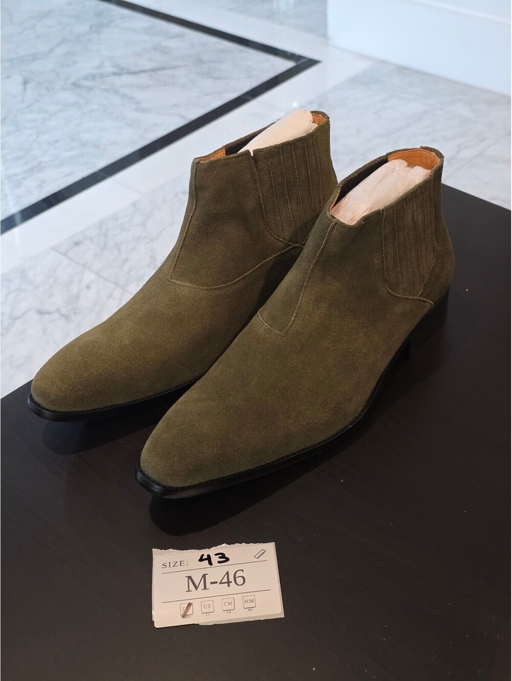 Men's Olive Suede Ankle Boots